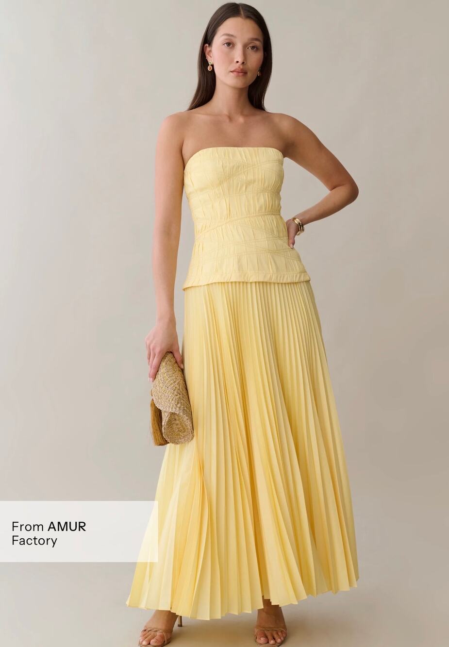New O.P.T Ada yellow strapless maxi dress $247 sz 10